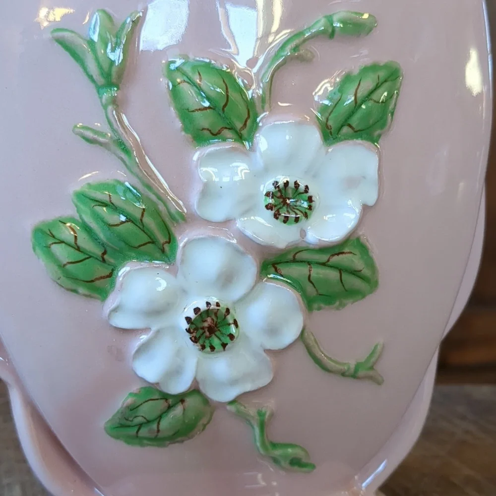 Vintage HULL Art Pottery Rosella Vase Pink Dogwood Flowers